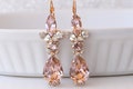 Blush Morganite Crystal Bridal Earrings: Rose Gold Dangle Drop Earrings product logo
