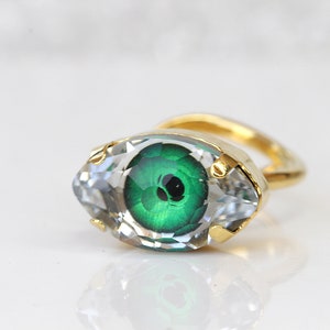 GREEN EYE RING,  Eye Protection Ring,  Crystals Ring, Evil Eye Jewelry, Adjustable Evil Eye Ring, Trending jewelry, Bohemian Woman