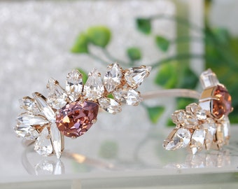 Blush Kristall Braut Armband: Roségold Brautjungfer Schmuck