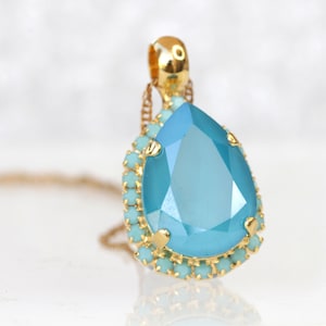 TURQUOISE NECKLACE, Turquoise Bridesmaid Pendant Necklace, Wedding Bridal jewelry Gift, Blue Turquoise Necklace, Gold Turquoise Set