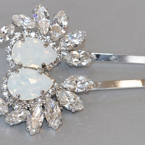 OPAL BOBBY PINS, Bridal Bobby Pin, Wedding White Hair Pins,Rhinestone Bobby Pin,  Crystals Bobby Pin, Decorative Hair, Bridesmaids