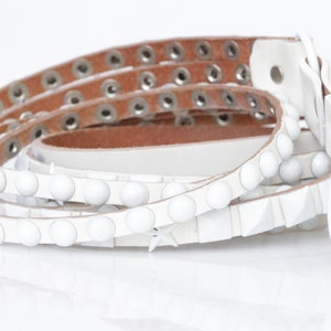 Leather WHITE BELT For Women, WHITE Layered E Belt, Studded Leather Belt, 80s Style White Belt,Genuine Leather Belt, Wide Multi Layered Belt