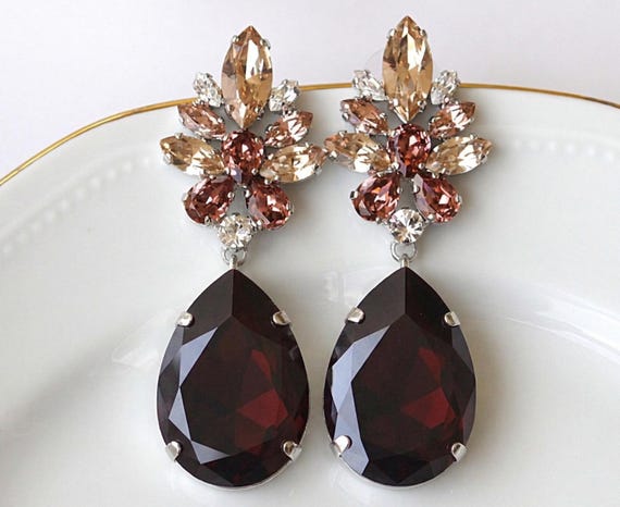 burgundy dress earrings Burgundy Earring Silver / Push back