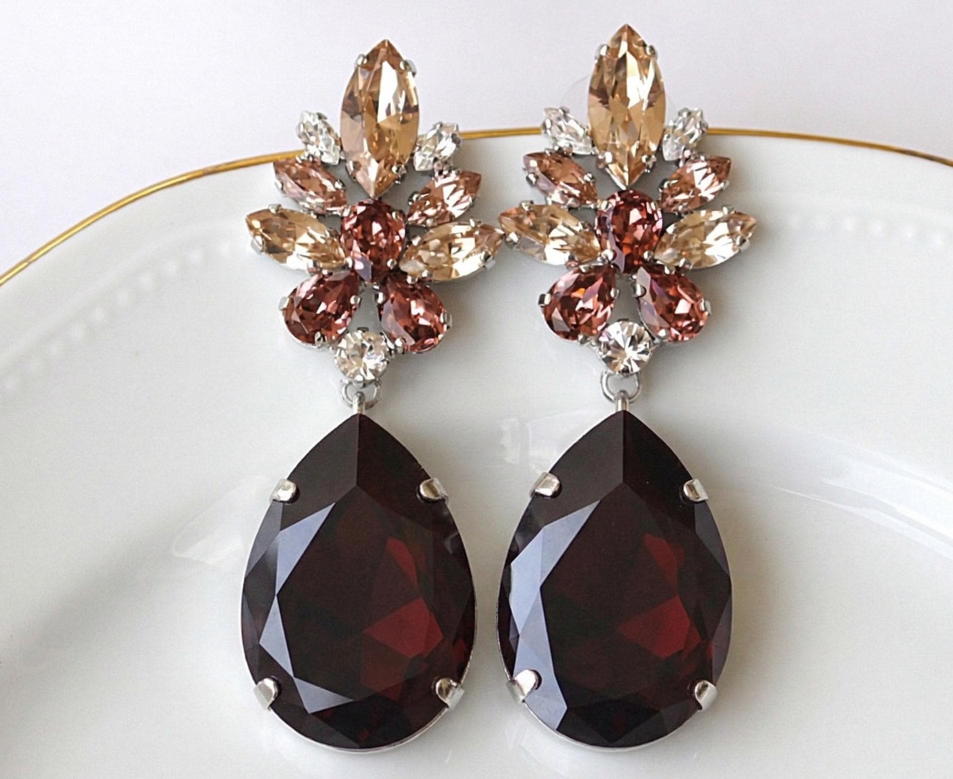 burgundy dress with rose gold accessories Prom Earrings For Maroon Gown Discover 58 Maroon And Jewelry For Dress Multicolor boho dress Burgundy bridesmaid dresses Taupe Half Sleeve Jewel Size:S/M | fits size US 0-4 | IN STOCK