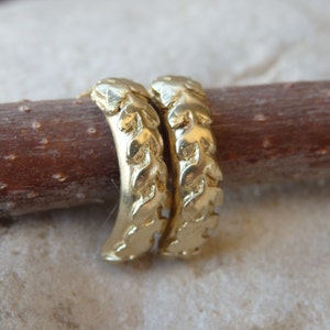 Gold Hoop Earrings, Hoop Stud Earrings, Half Hoop Earrings, 14K Yellow Gold Hoop Earrings, Leaves Hoop Earrings, Gold Hoops, Gold Stud Hoops