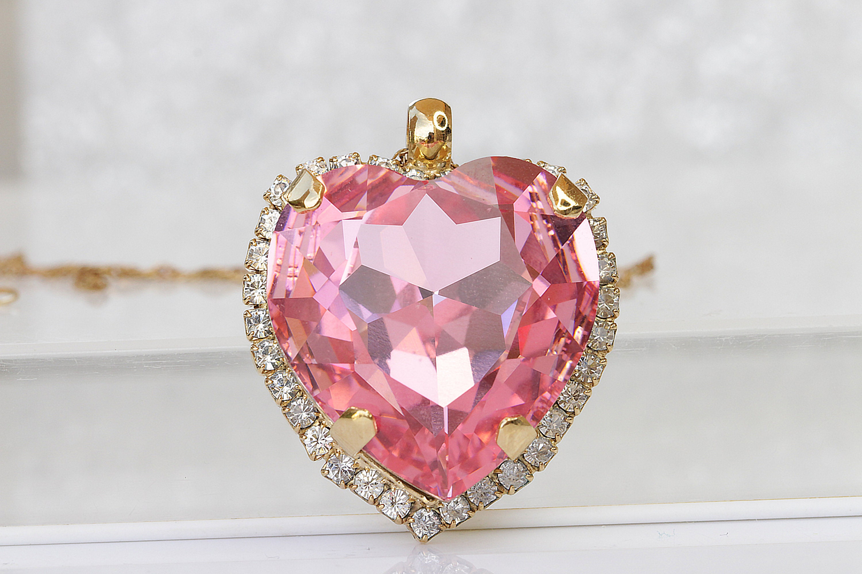 mode rosa schmuck frauen herz geformt versilbert crystal kette anhänger mode rosa schmuck frauen herz geformt versilbert crystal kette anhänger