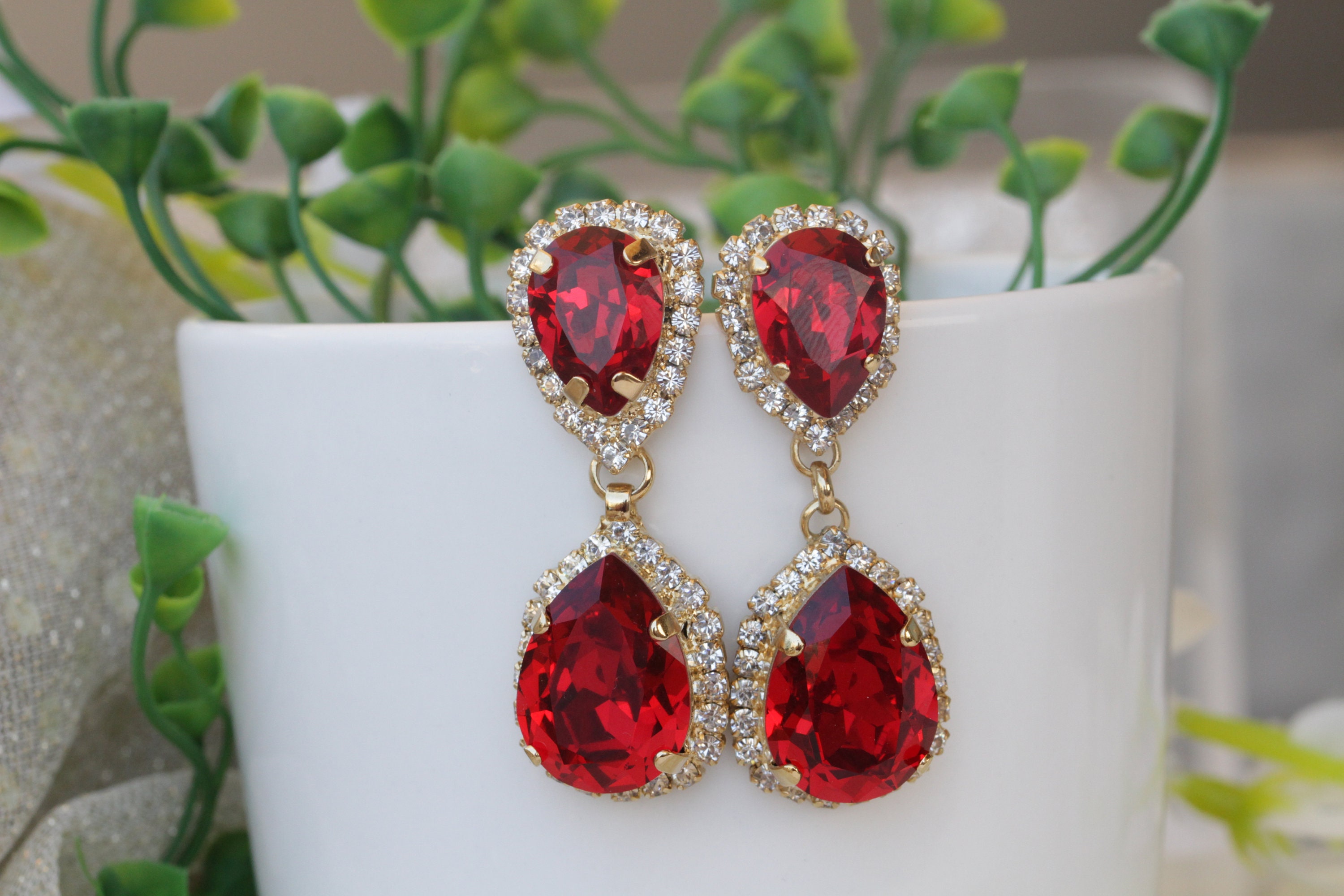 RED CHANDELIER EARRINGS Red Jewelry Red Wedding Ruby Red Earrings Gifts Bridesmaids Coral Earrings Birthday Wife Earrings Etsy