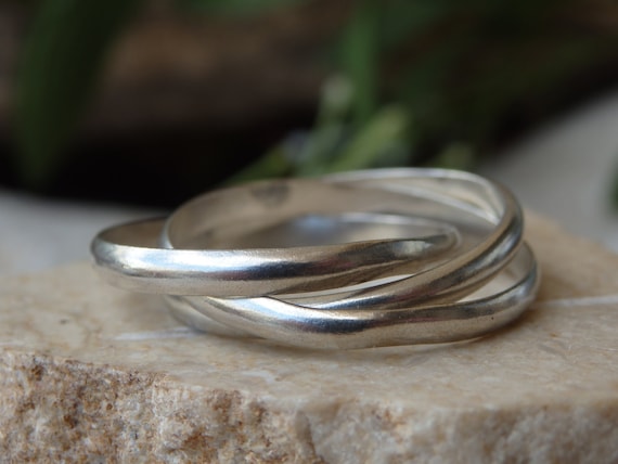 Triple Band, Trinity Wedding Band, Sterling Silver 925 Rings  