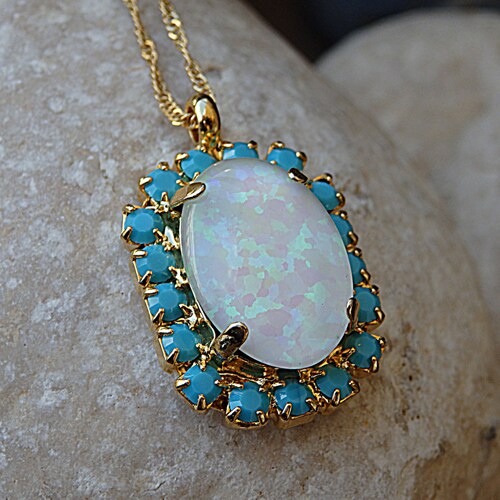Bright Turquoise Opal Necklace