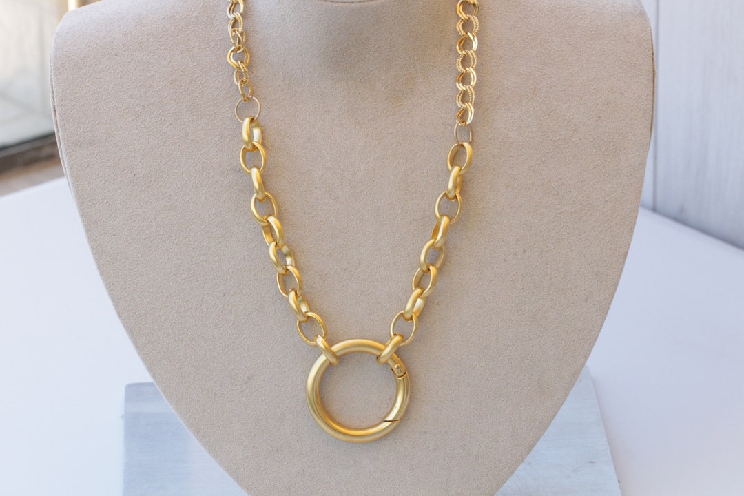 O RING NECKLACE, Circle Pendant Necklace, Chunky Gold Necklace, Gourmet Necklace,classic Jewelry