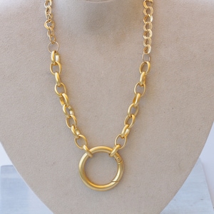 O RING NECKLACE, Circle Pendant Necklace, Chunky Gold Necklace, Gourmet Necklace,Classic Jewelry, Gift For Woman, Large Hoop Gold Necklace