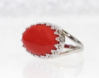 Anello in argento sterling con corallo rosso: anello di fidanzamento importante