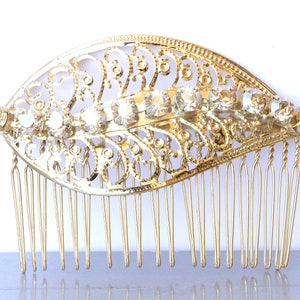 Gold  Hair Comb, Ornamented Leaf Hair Comb, Gold Plated or Silver Leaf Comb, Clear  crystals Hair jewelry Comb, Gold Rhinestone Headpiece