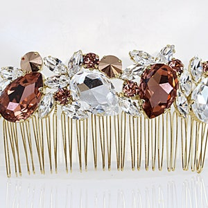 Hair Comb, Rose Gold Hair Comb, Wedding Hair Comb, Statement Hair Comb, Rhinestone Hair Comb, Blush Wedding,Blush Bridal Hairpiece