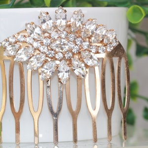 Crystal Rose Gold Hair Comb, Rose Gold Wedding Hair Comb, Rose Gold Bridal Hair Comb, Rhinestone Bride Hair Comb, Wedding Hair Comb