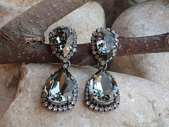 Buy OOMPH Black White Silver & Grey Crystal Fashion Drop Earrings For Women  & Girls Online