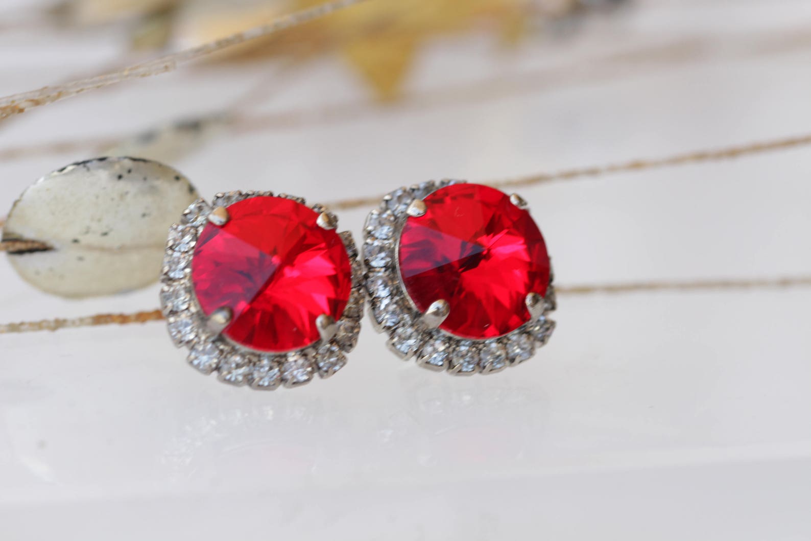 Seasonal Red Burst Earrings - Pierced