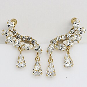 Ear Cuff Earrings, Wedding Earrings, Chandelier Crystal Earrings, Unique Earrings, Ear Climber Earrings,  Bridal Earrings, Woman
