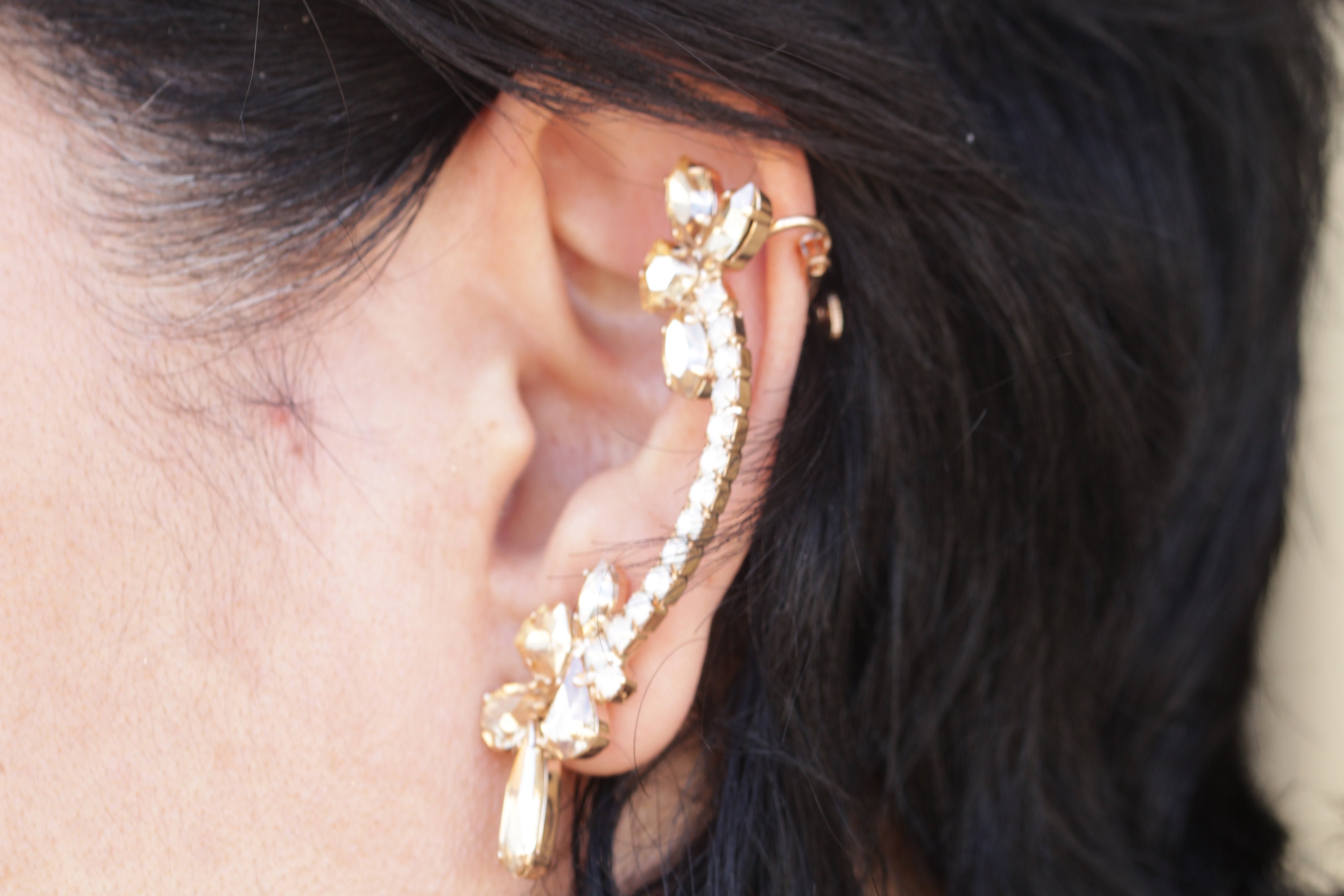 EAR CUFF EARRINGS Swarovski earrings Bridal Climbing | Etsy