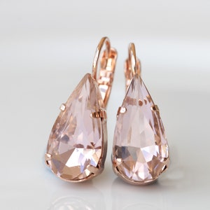 BLUSH MORGANITE EARRINGS, Teardrop Wedding Earring, Bridal Simple Earrings, Light Pink Drop Earrings, Minimalist Earrings,Bridal Shower Gift