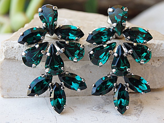 Green shop cluster earrings