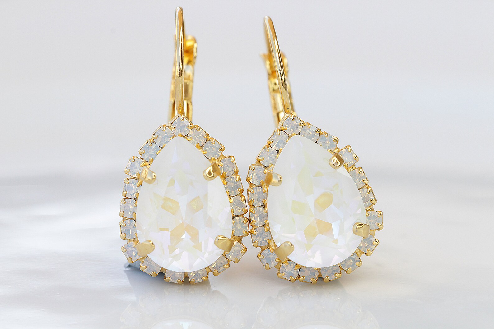 WHITE OPAL EARRINGS White Gold Wedding Earrings Bridesmaids - Etsy