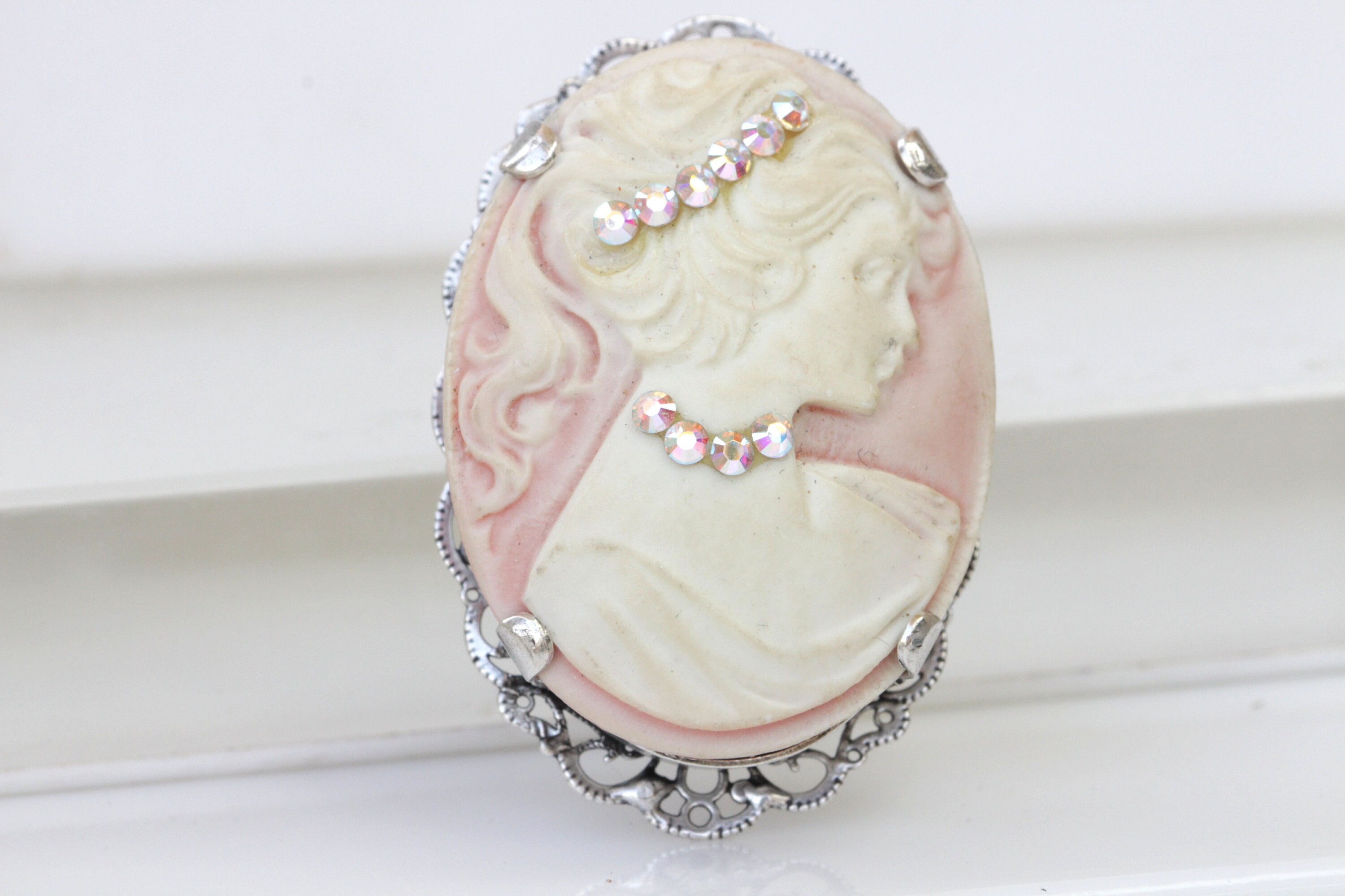 PINK CAMEO BROOCH Scarff Cameo Brooch Pink Rose Cameo Etsy