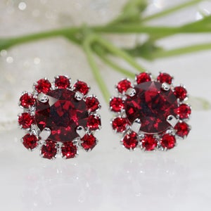 RED SCARLET EARRINGS, Small red earrings , Evening Jewelry, Bridal Gift Earrings, Ruby Red Earrings, Minimalist Earrings, Red Post Earrings