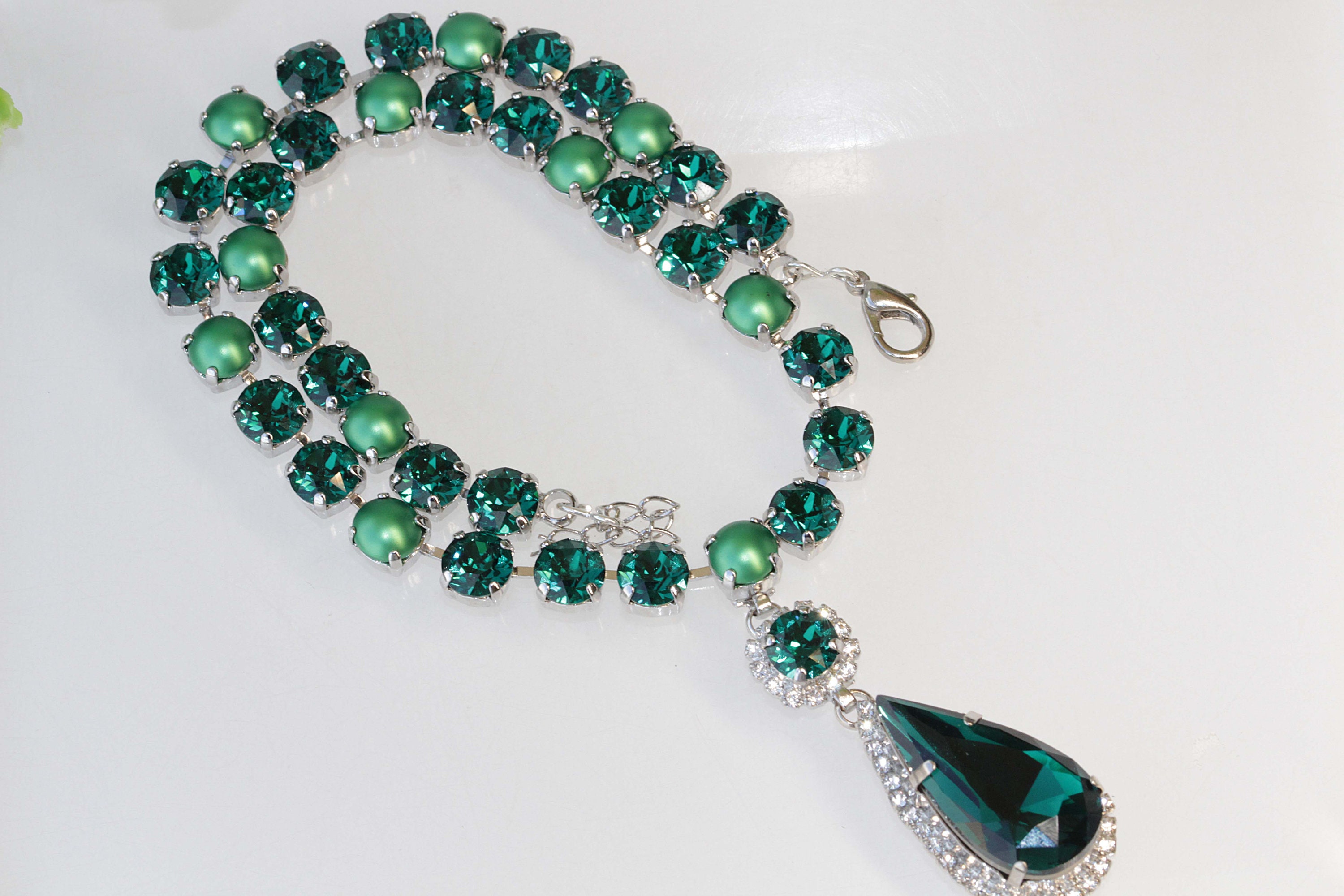 Kite cut green emerald necklace solid 14k 18k yellow gold vintage uniq –  WILLWORK JEWELRY