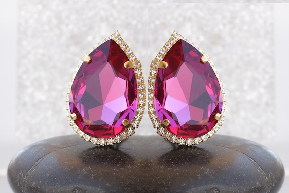 Kumar Jewels Hot Pink Flower Shaped Gold Finished Stud Earrings at Rs  280/pair in Jalandhar