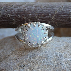 Opal Silver Ring, Gemstone Ring, White Opal Ring, October Birthstone Ring, White Opal Silver Ring, 925 Sterling Silver Opal Feminine Ring