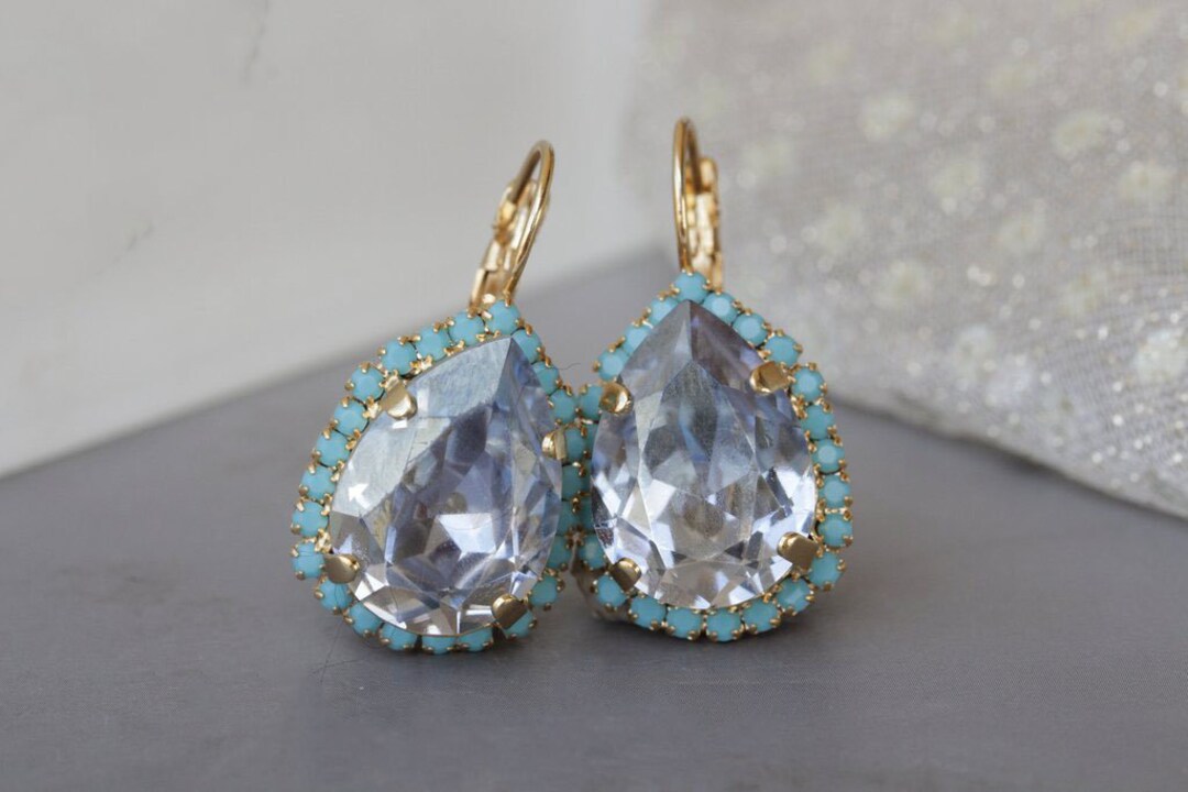 DUSTY BLUE EARRINGS Dusty Blue Bridesmaid Earrings Turquoise Etsy UK