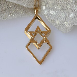 Star of David Necklace, Gold Plated Pendant, Chanukah Gift, Hanukkah Gift, Jewish Jewelry, Unique Tradition Necklace, Holiday Gift For Woman