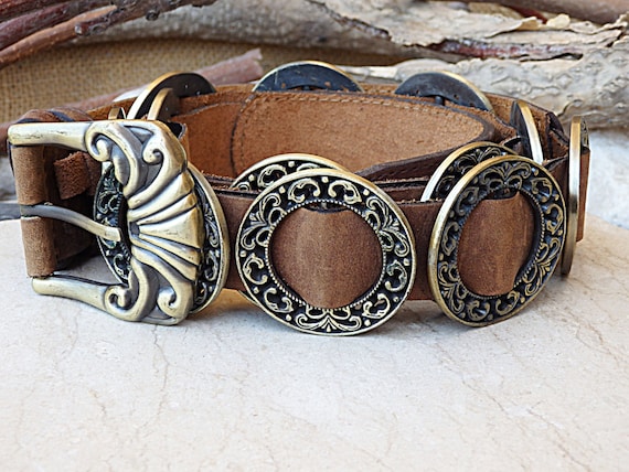 Leather Belt. Brown Leather Belt. Buckle Leather Belt for Women