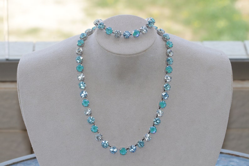 AQUAMARINE NECKLACE Crystal Necklace Light Blue Bridal - Etsy