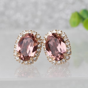 ANTIQUE PINK STUDS, Bridal Blush Earring, Bridesmaid Blush Earrings, Wedding  Clip On, Blush Stud Earrings, Vintage Blush Earrings