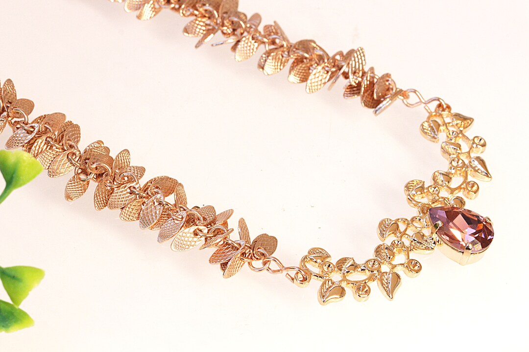 Rose GOLD BLUSH NECKLACE, Bridal Necklace, Wedding Jewelry, Bridal