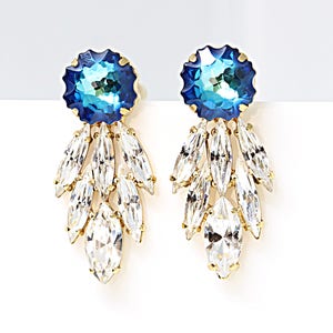 Bermuda Blue Crystal Earrings: Bridesmaid Jewelry Gift
