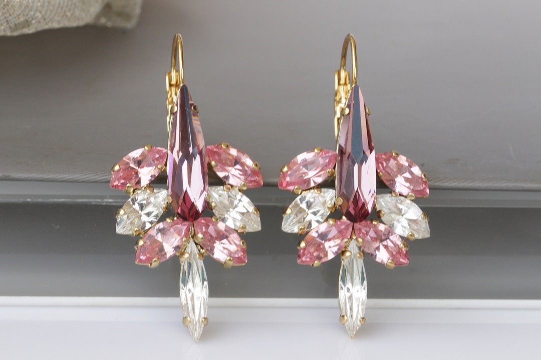 PINK DROP EARRINGS, Blush Pink Earrings, Bridesmaid Earrings, Earrings ...
