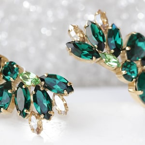 EMERALD  BRACELET, Bangle Gold Bridal Bracelet, Rose Gold Emerald Bangle, Formal Emerald Wedding Jewelry,Green Peridot Cluster Cuff