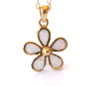 Flower Opal necklace, Gemstone opal pendant necklace, Fire White opal jewelry, Gold Filled with Dainty opal necklace Gift,October Birthstone