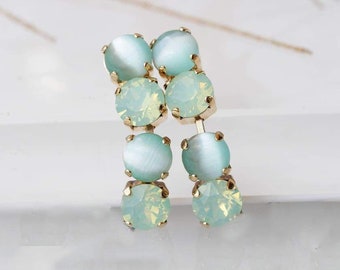 MINT OPAL EARRINGS, Mint Green Earrings, Mint  Earrings, Mint Bridesmaid, Green Opal Earrings, Soft Pastel Earrings, Bridal Pearl