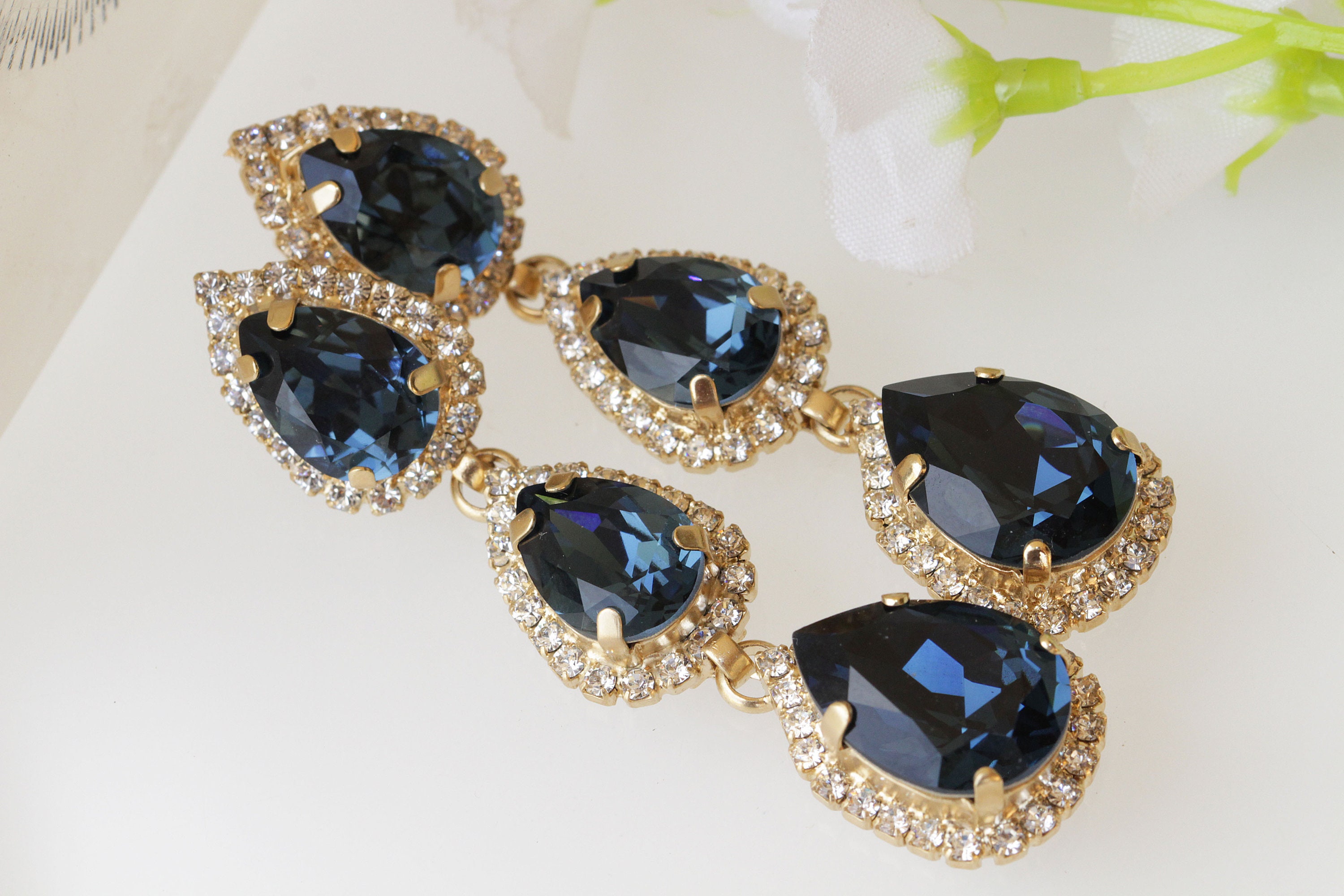 DARK BLUE EARRINGS Navy Blue Earrings Statement Navy Something