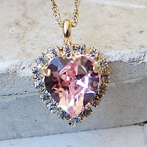 Pink Heart Pendant Girls Heart Necklace Valentine Pendant - Etsy