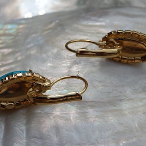 Sculpted Gold Turquoise Drop Statement Earrings main image 0