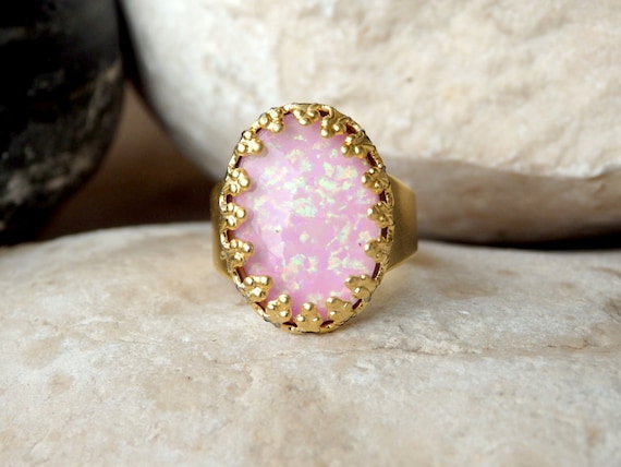 Pink opal gold ring discount