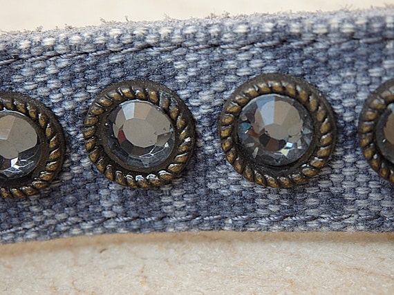 Crystal Suede Jeans Belt: Blue Leather & Textile Women display picture 3
