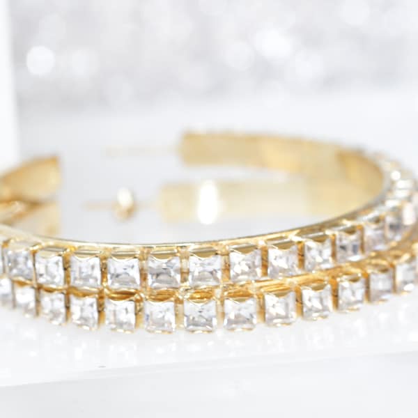 Extra Large Rhinestone Hoop Earrings Etsy