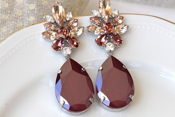 Burgundy earrings best sale wedding