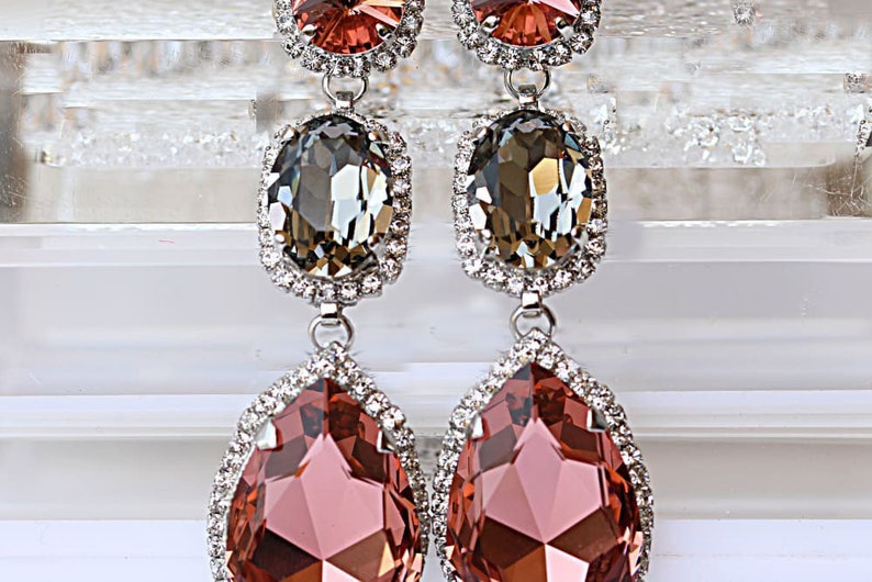 Blush Jewellery Sets Bridal Jewelry Set Bridesmaid Set Gray Etsy